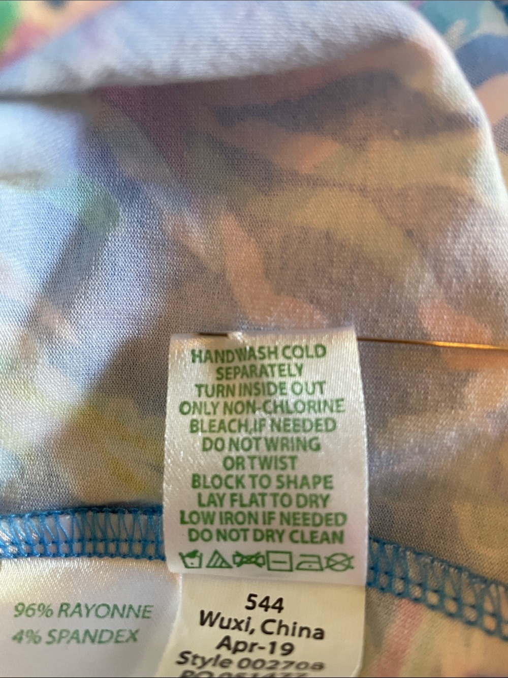 Lilly Pulitzer Blue Pink Tropical Print Romper Size L Ruffle Sleeve Keyhole Back - Picture 12 of 12